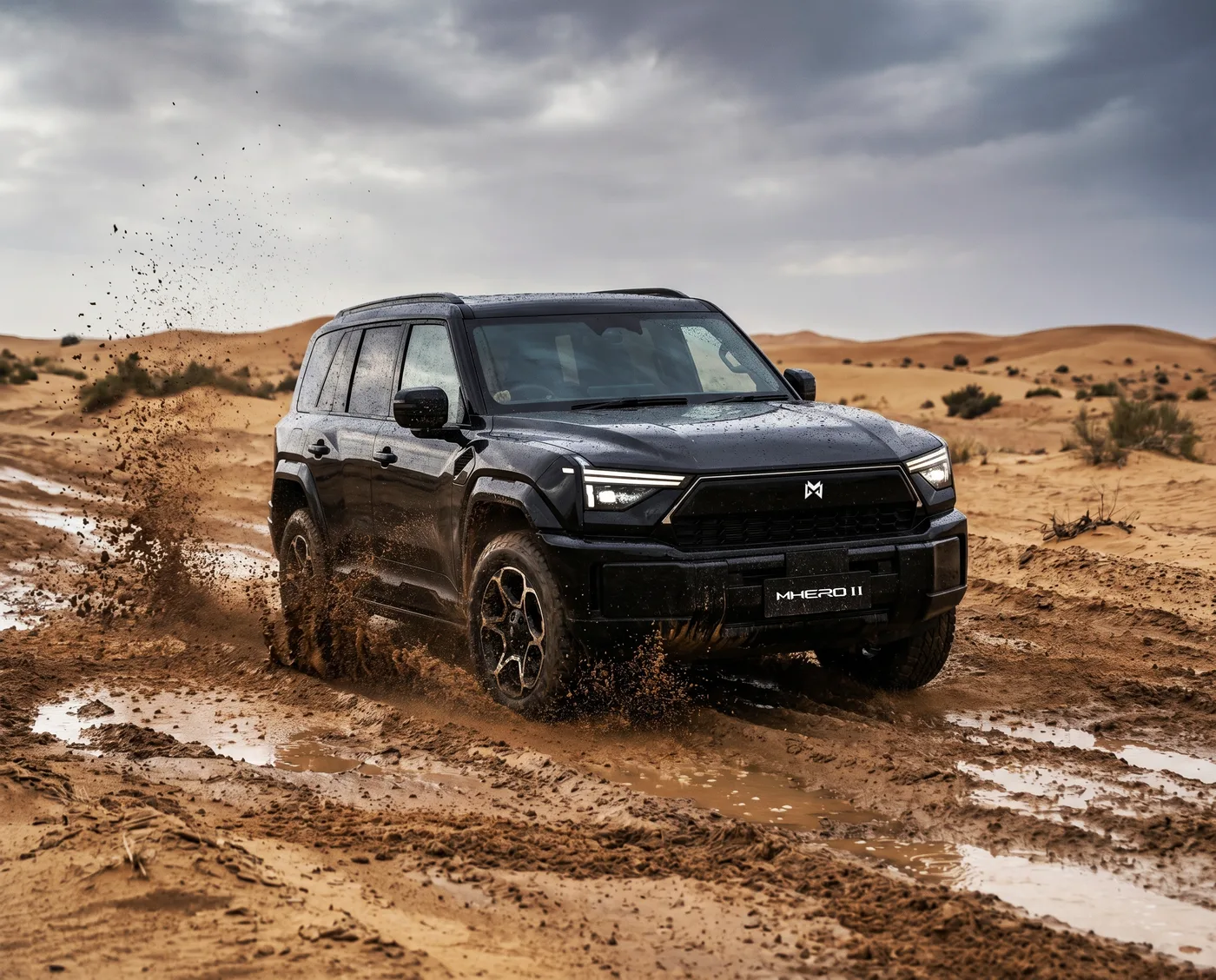 MHERO II churning through wet sand in the desert dunes